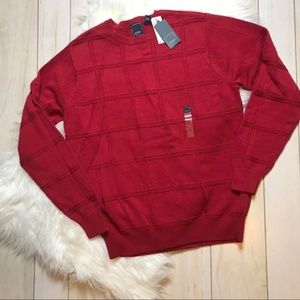 Arrow Men's Medium Red Windowpane Knitted Sweater